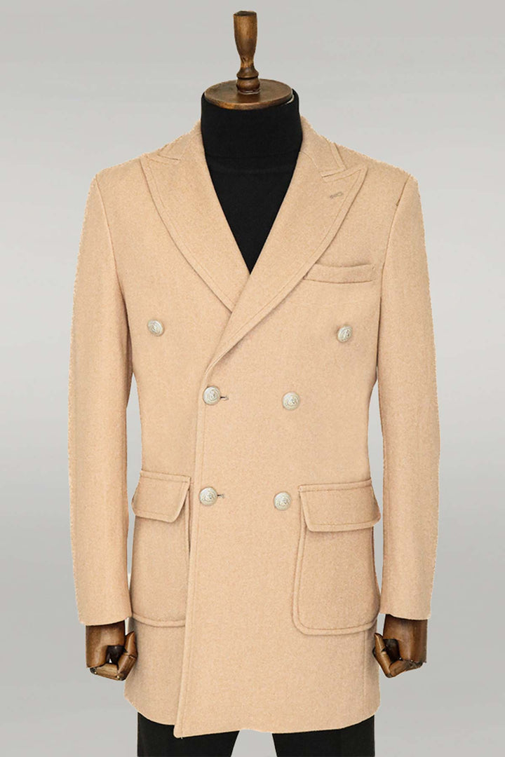 Cappotto doppiopetto da uomo in lana e cashmere con bottoni in metallo - Wessi