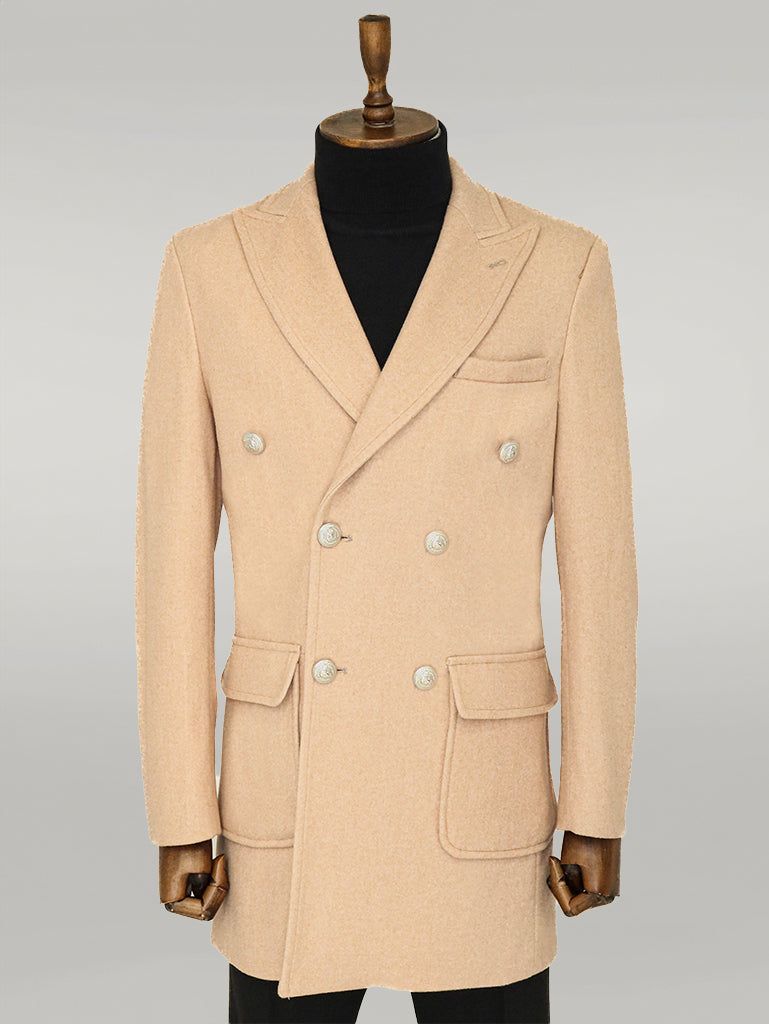Cappotto doppiopetto da uomo in lana e cashmere con bottoni in metallo - Wessi