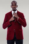 Blazer Homme Bordeaux En Velours à Revers Large - Wessi
