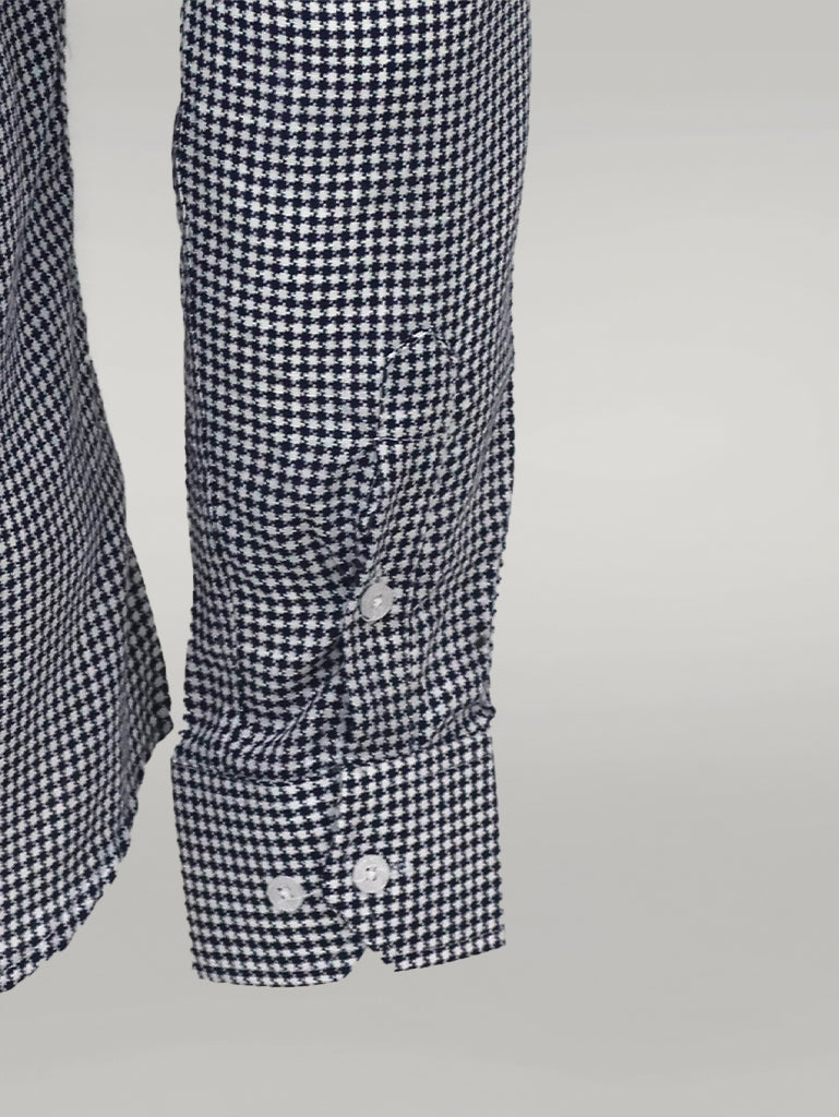 Camicia da uomo blu navy con motivo pied de poule - Wessi