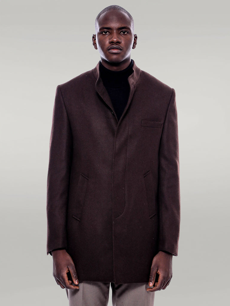 Cappotto cachet marrone con colletto alla coreana - Wessi