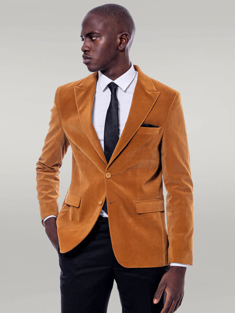 Blazer giallo in velluto con risvolto a lancia ampio - Wessi