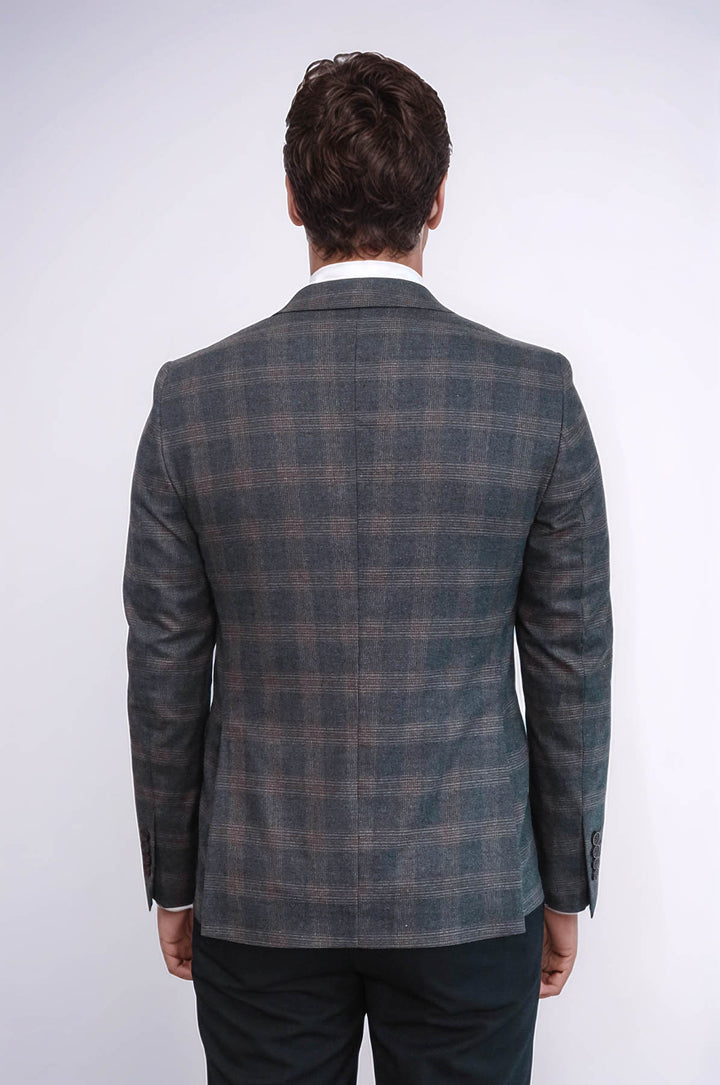 Plaid Smoked Jacket with Handkerchief - Wessi