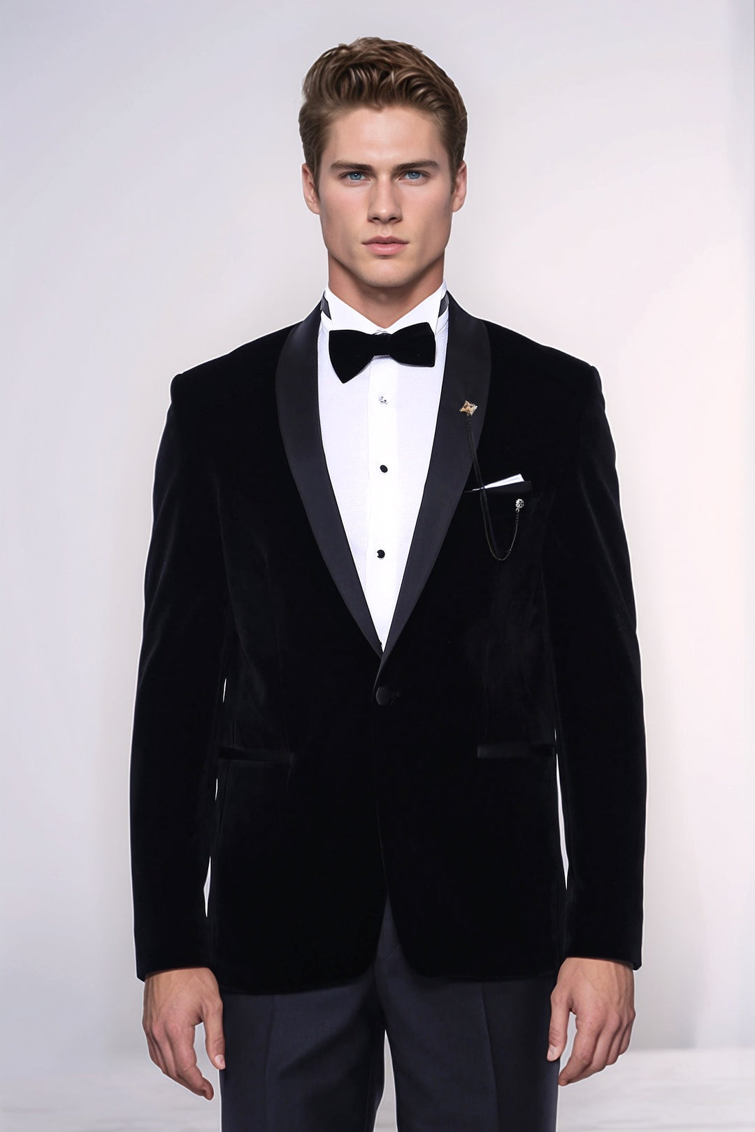 Blazer noir uni en velours | Wess