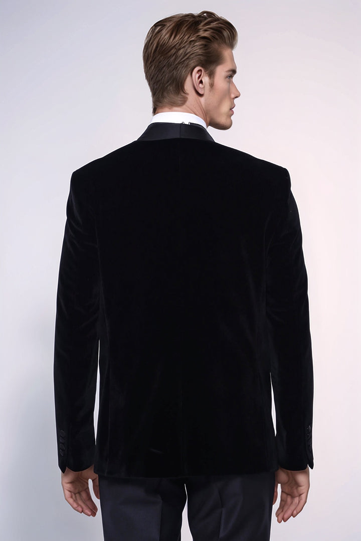 Blazer noir uni en velours | Wess