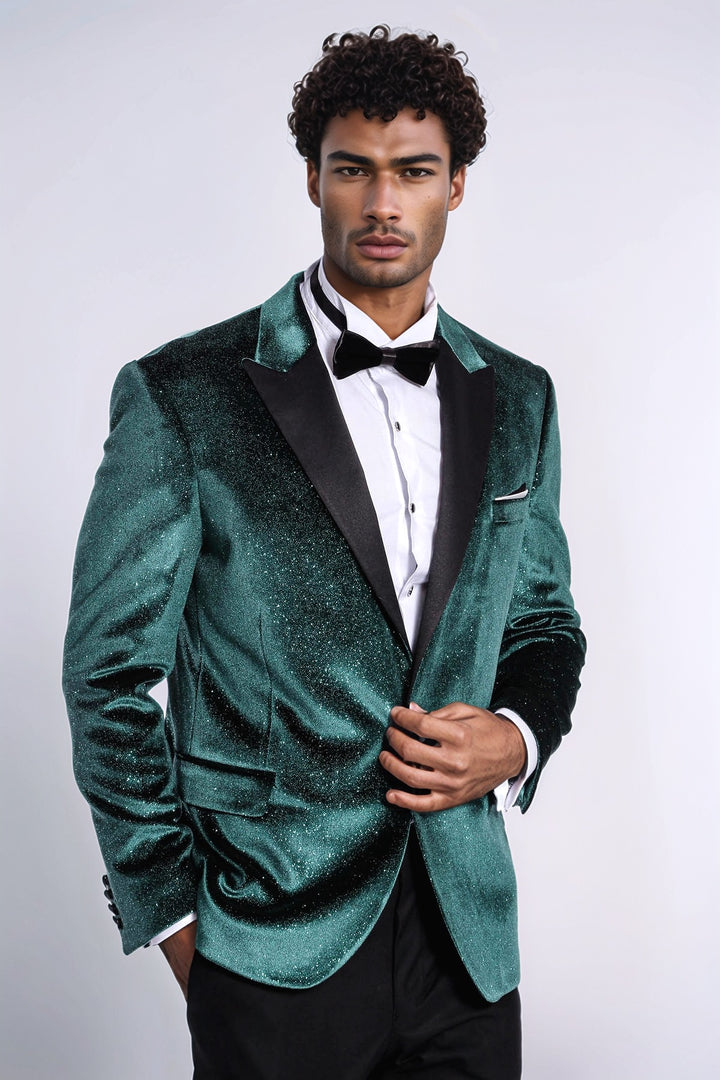 Blazer de graduación para hombre Sparkle Slim Fit Velvet Green - Wessi