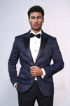 Blazer de graduación para hombre azul marino slim fit estampado - Wessi