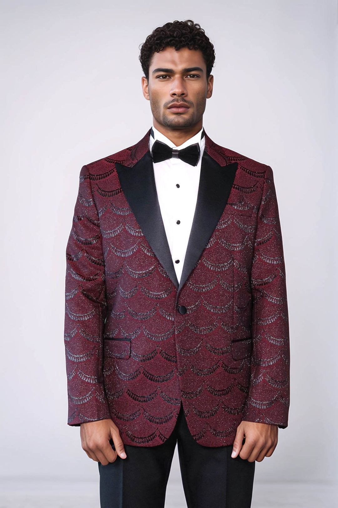 Blazer de graduación para hombre estampado slim fit burdeos - Wessi