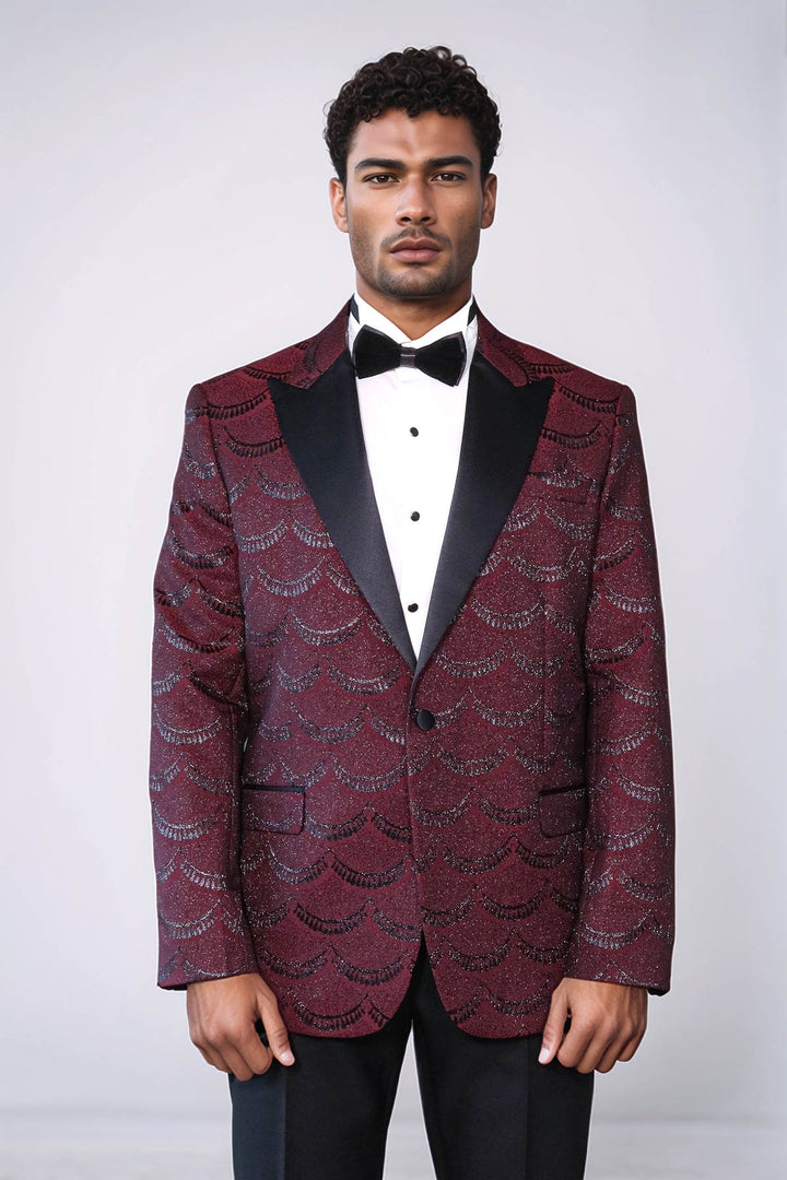 Blazer de graduación para hombre estampado slim fit burdeos - Wessi