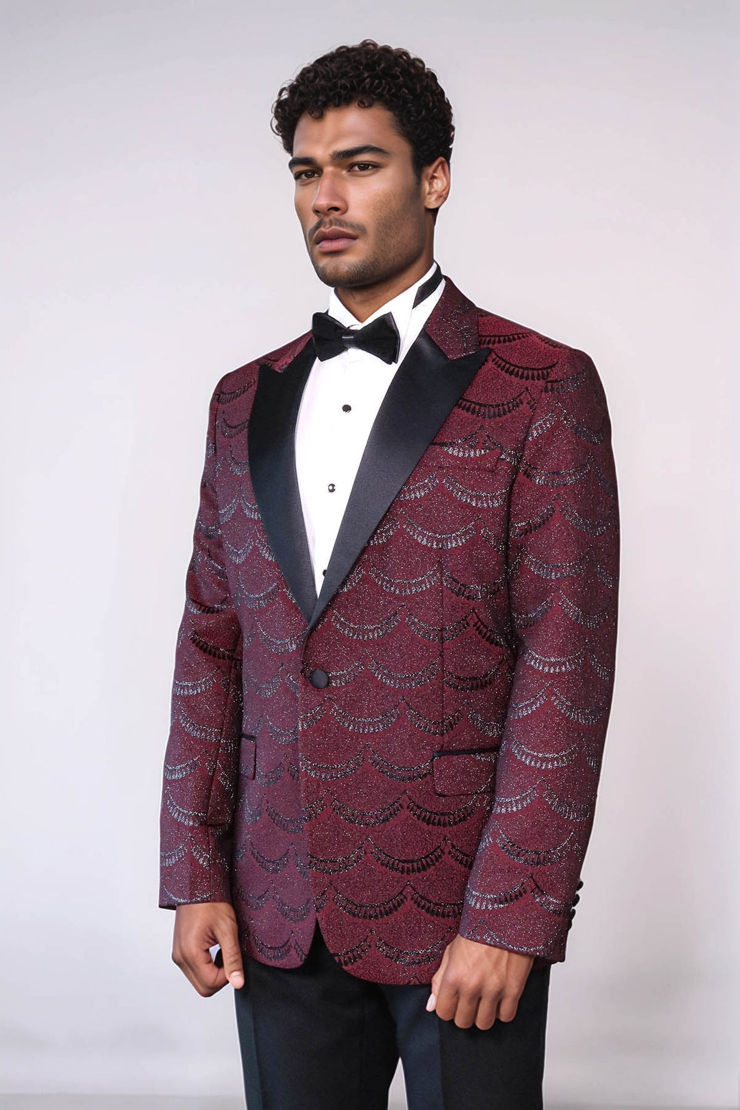 Blazer de graduación para hombre estampado slim fit burdeos - Wessi