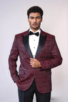 Blazer de graduación para hombre estampado slim fit burdeos - Wessi