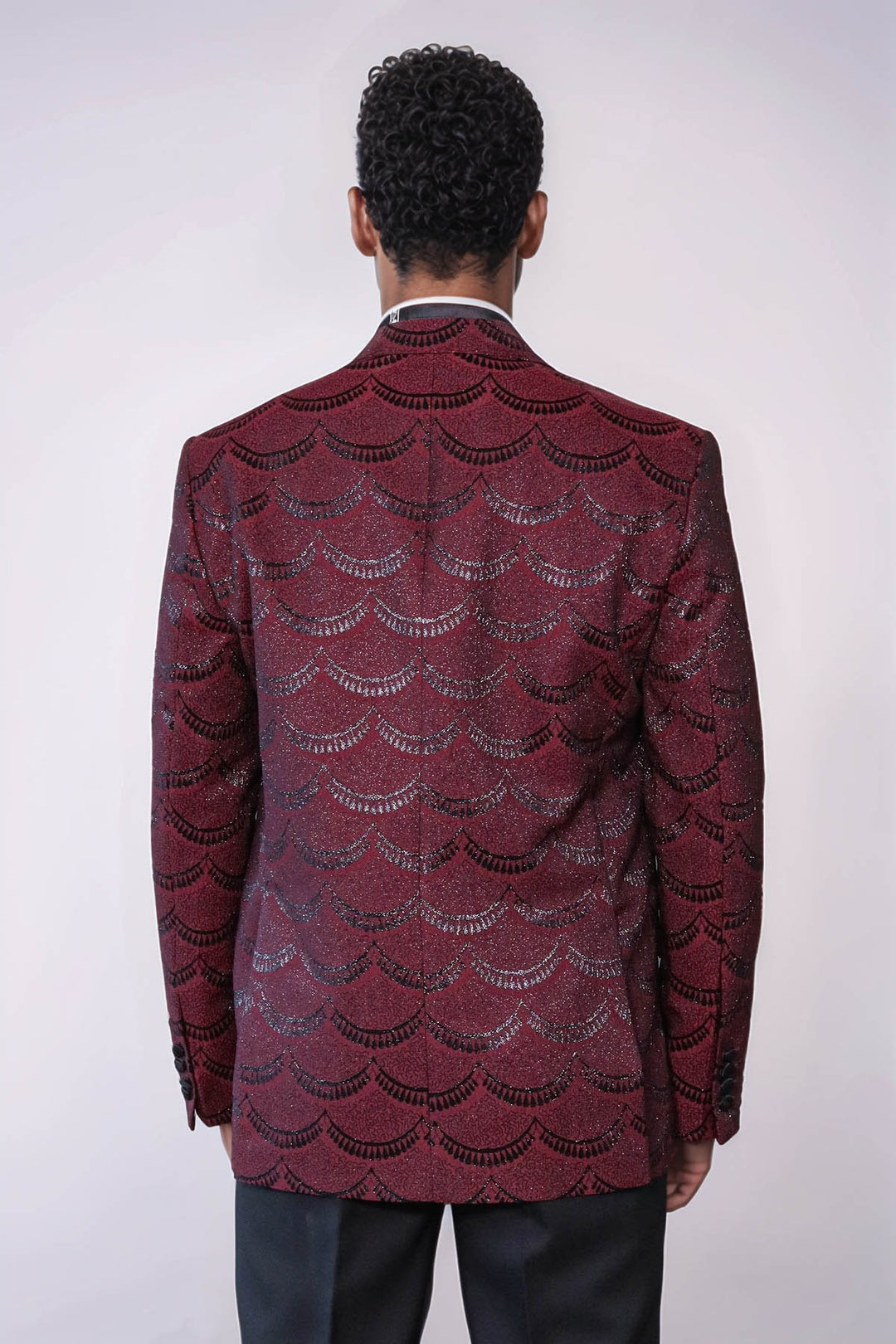 Blazer de graduación para hombre estampado slim fit burdeos - Wessi