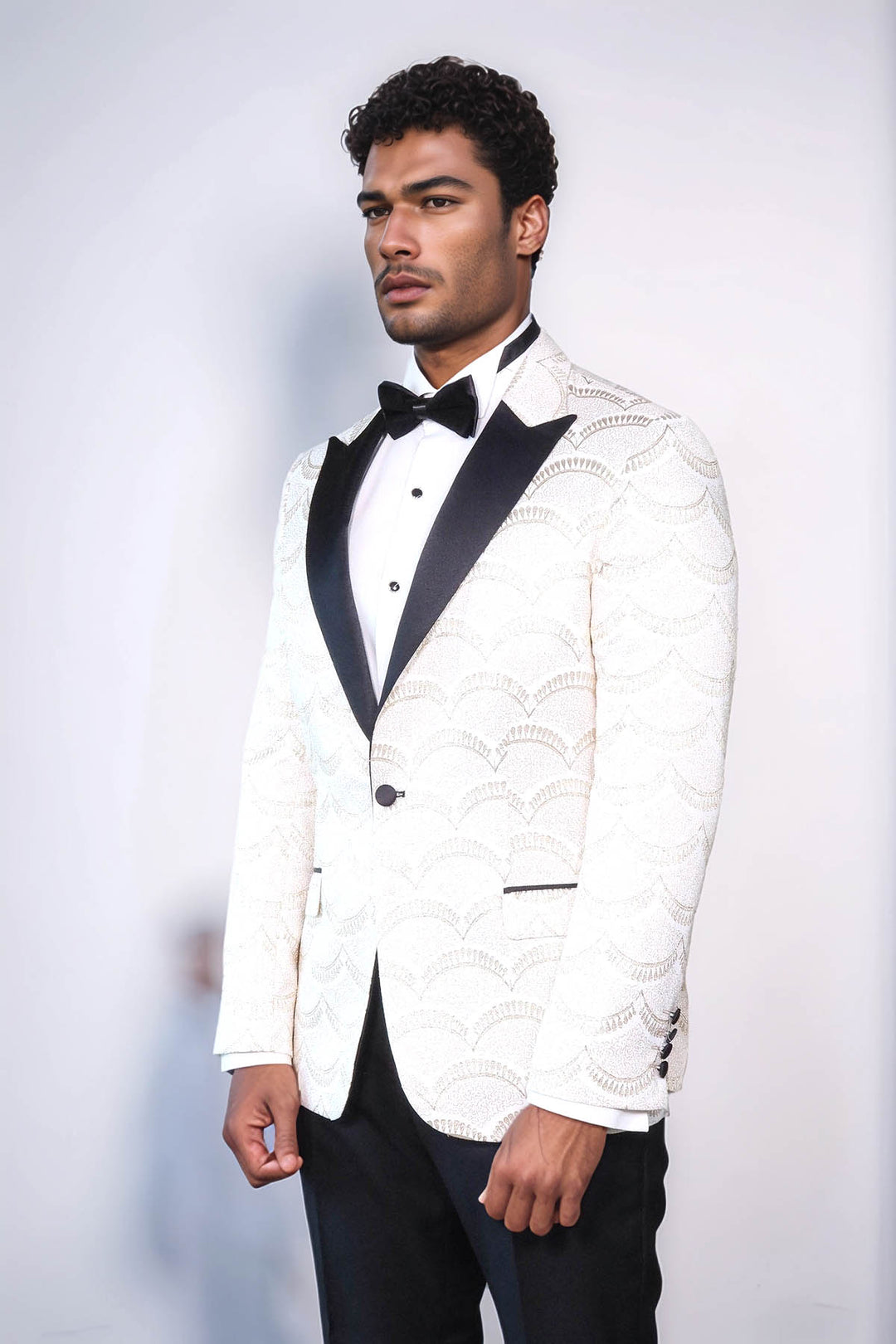 Blazer de graduación para hombre blanco slim fit estampado - Wessi