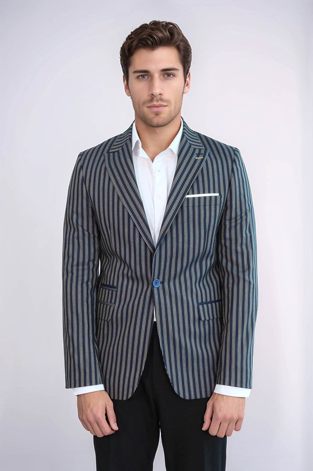 Blazer Slim Rayé Bleu Marine - Wessi
