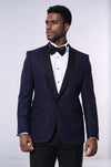 Blazer de fiesta para hombre azul marino brillante con solapa chal - Wessi
