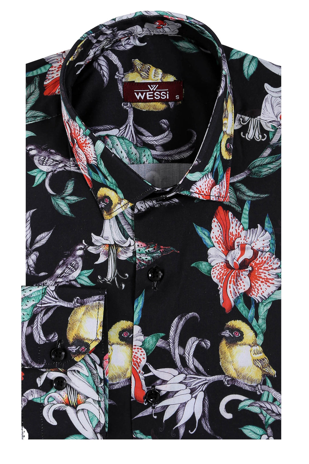 Camicia da uomo multicolore a maniche lunghe slim fit con motivo zebrato a catena - Wessi