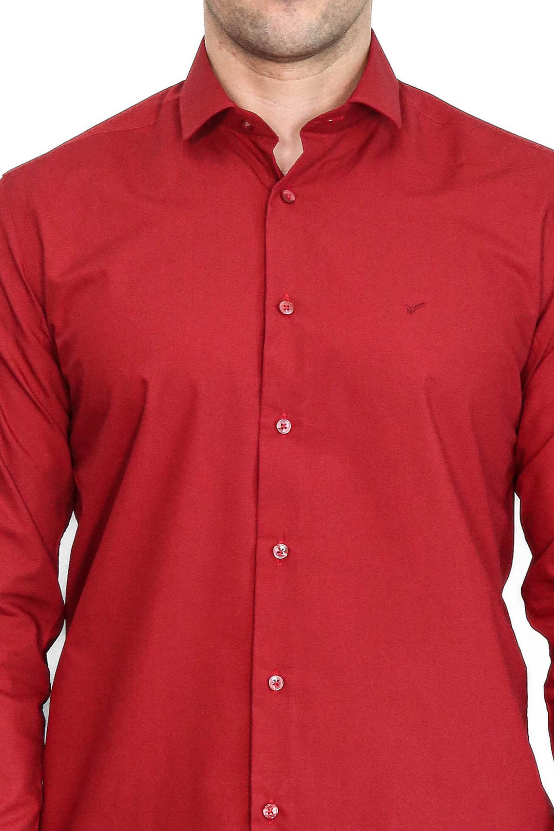 Plain Slim Fit Claret Red Men Shirt - Wessi