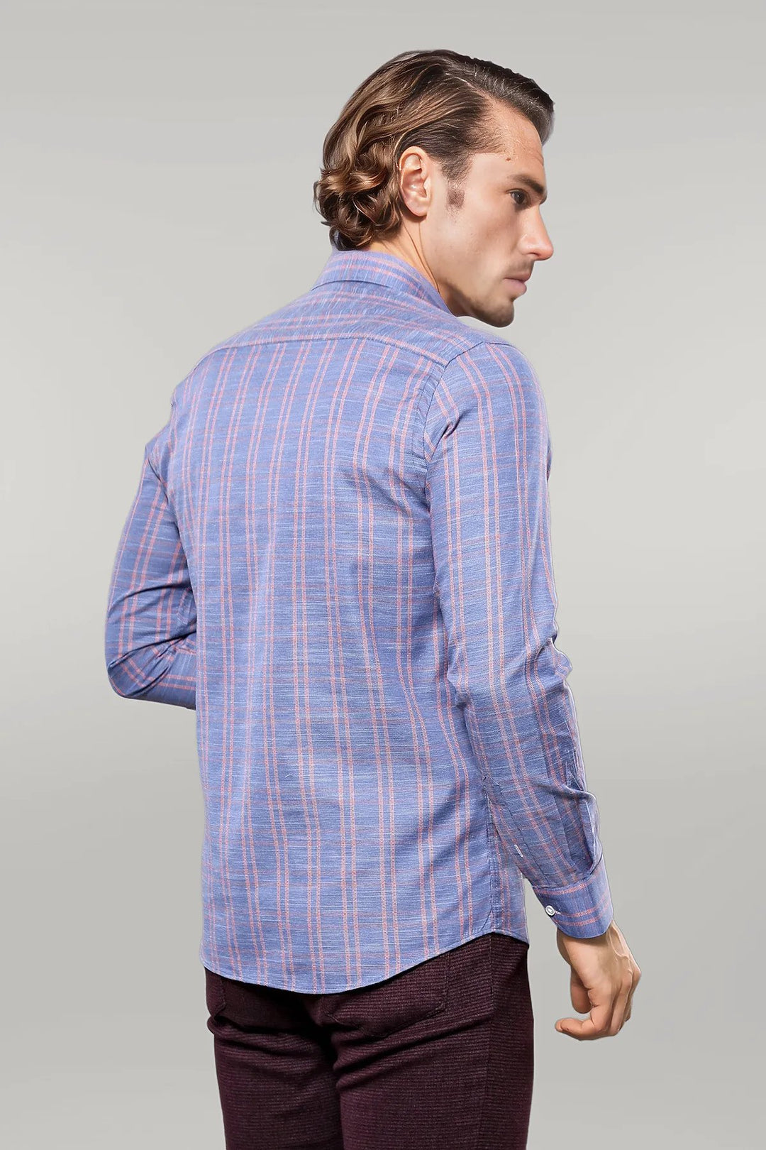 Chemise bleue à carreaux décontractée | Wess