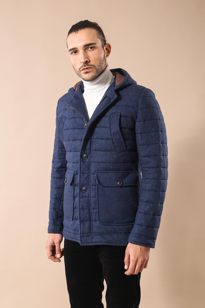 Cappotto Wessi con tasca in feltro con cappuccio e 4 tasche blu navy