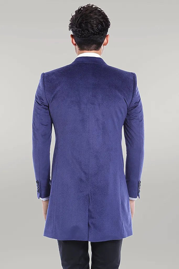 Cappotto da uomo blu con revers a lancia - Wessi