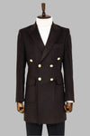 Cappotto lungo doppiopetto con bottoni in metallo marrone - Wessi