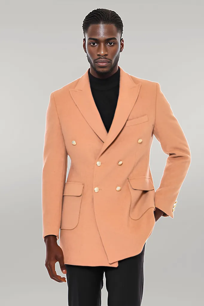 Manteau Long Croisé Boutonné En Métal Crème - Wessi