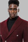 Cappotto lungo da uomo bordeaux doppiopetto con bottoni in metallo - Wessi