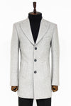 Cappotto da uomo grigio in lana con ampio bavero - Wessi