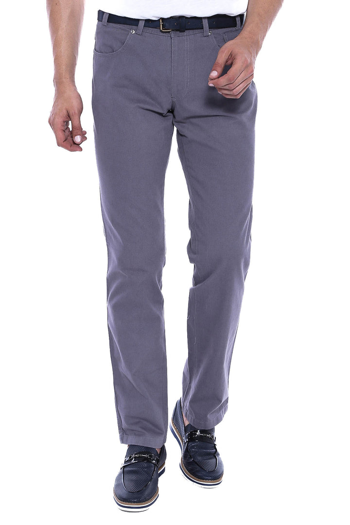 Pantalones Hombre Ante Bolsillos Con Solapa Algodón Liso Gris - Wessi