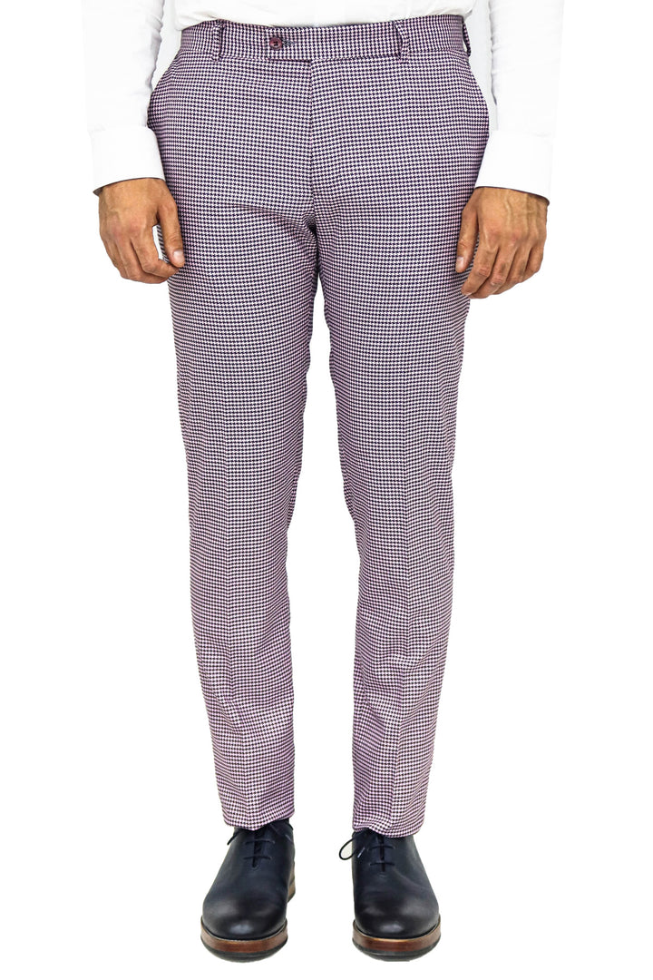Pantalon Homme Violet Clair à Motifs Pied de Poule - Wessi