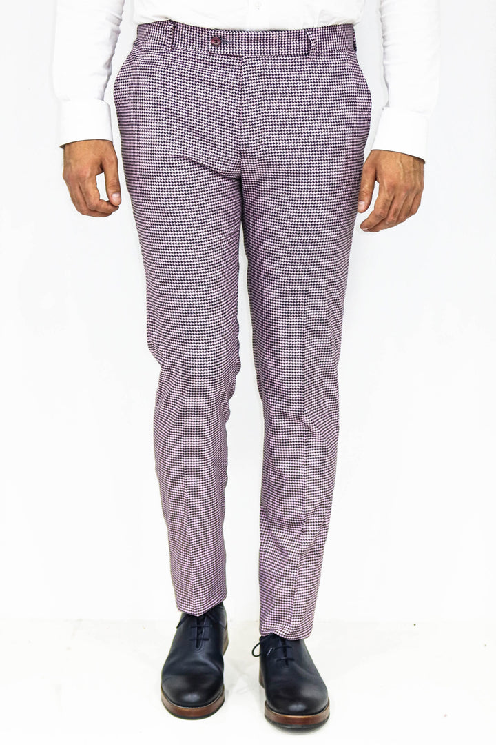 Pantalon Homme Violet Clair à Motifs Pied de Poule - Wessi