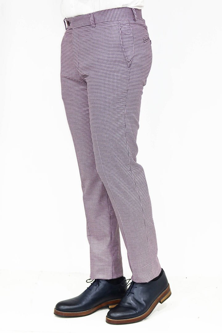 Pantalon Homme Violet Clair à Motifs Pied de Poule - Wessi