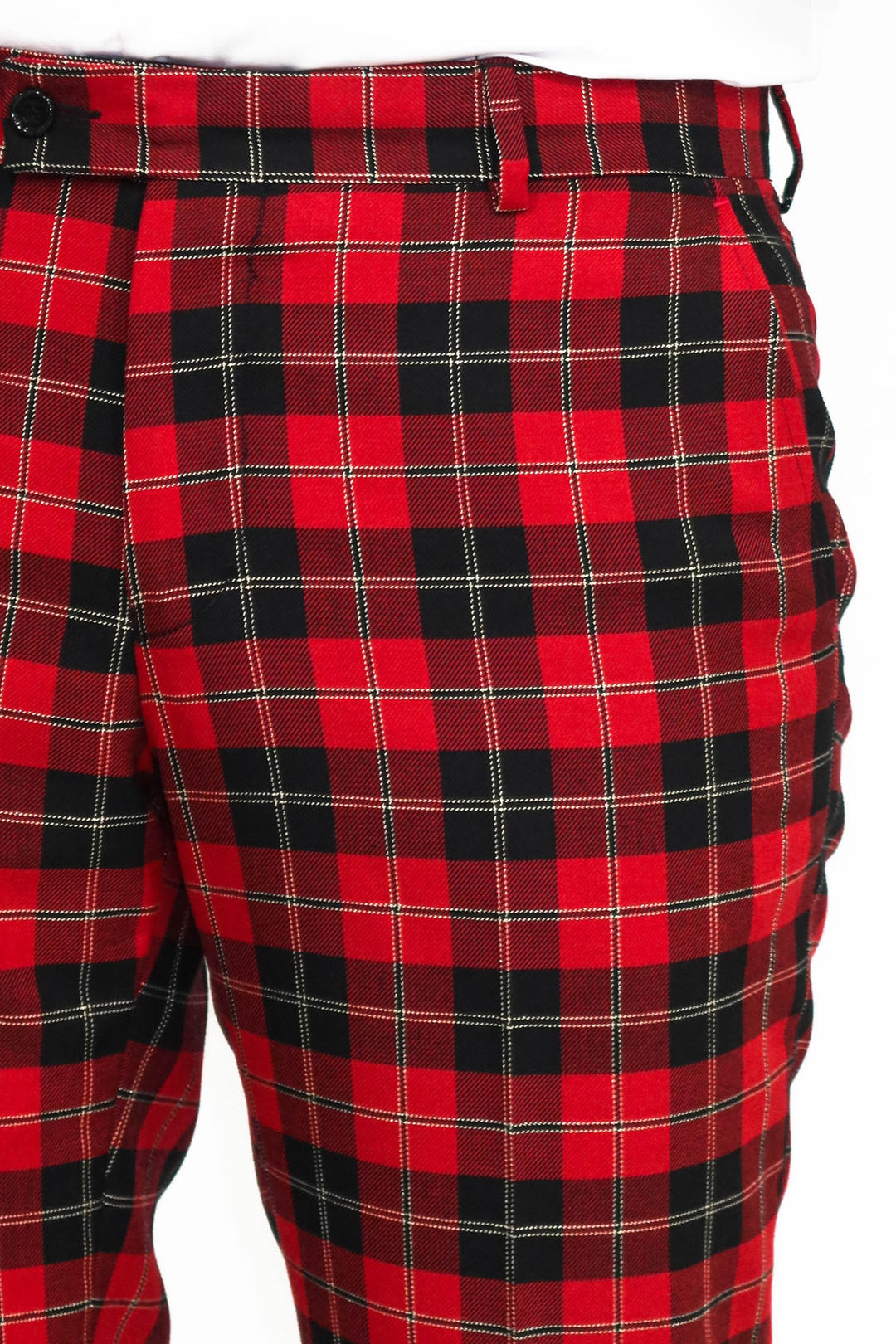 Pantaloni da uomo bordeaux a quadri slim fit - Wessi