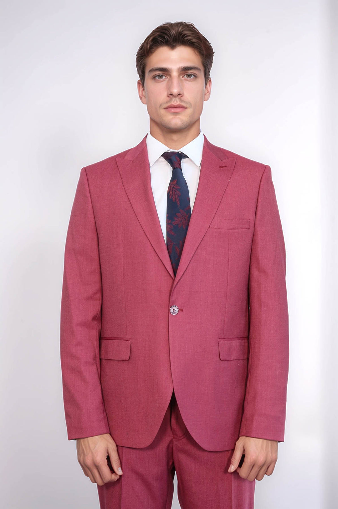 Costume Homme 2 Pièces Coupe Slim Magenta à Motifs - Wessi