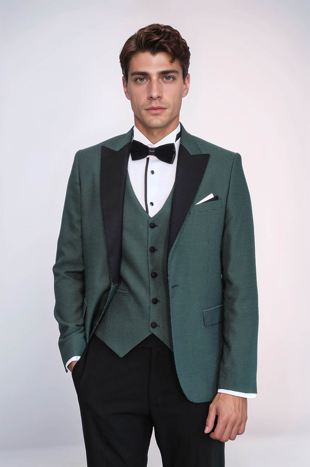 Green Modeled Lapel Tuxedo | Wessi