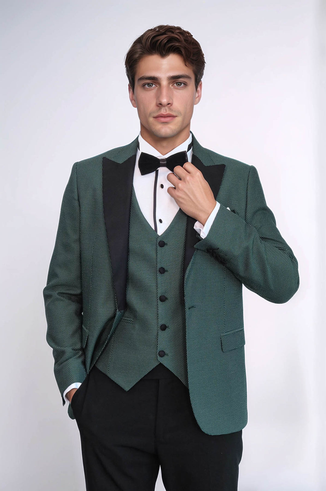 Green Modeled Lapel Tuxedo | Wessi