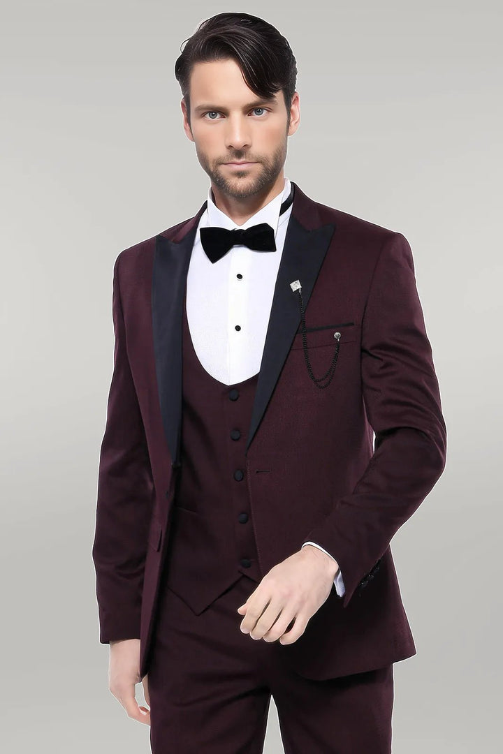 Traje burdeos con solapa desmontable - Wessi