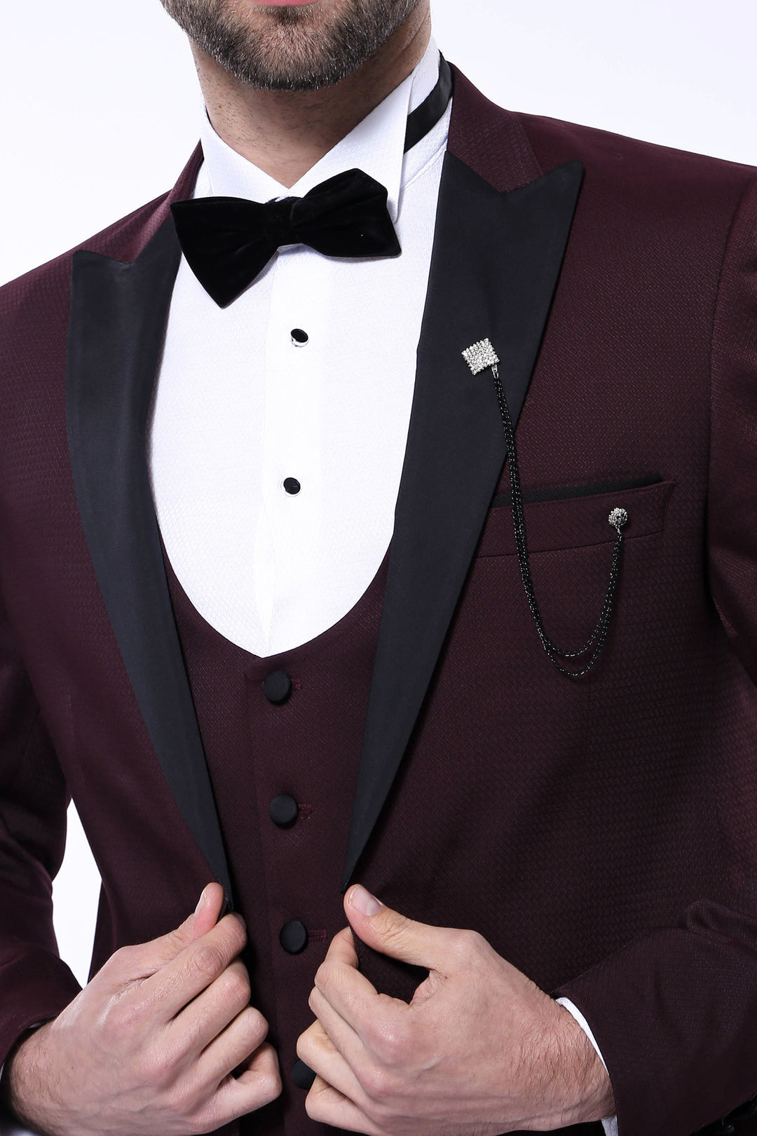 Traje burdeos con solapa desmontable - Wessi