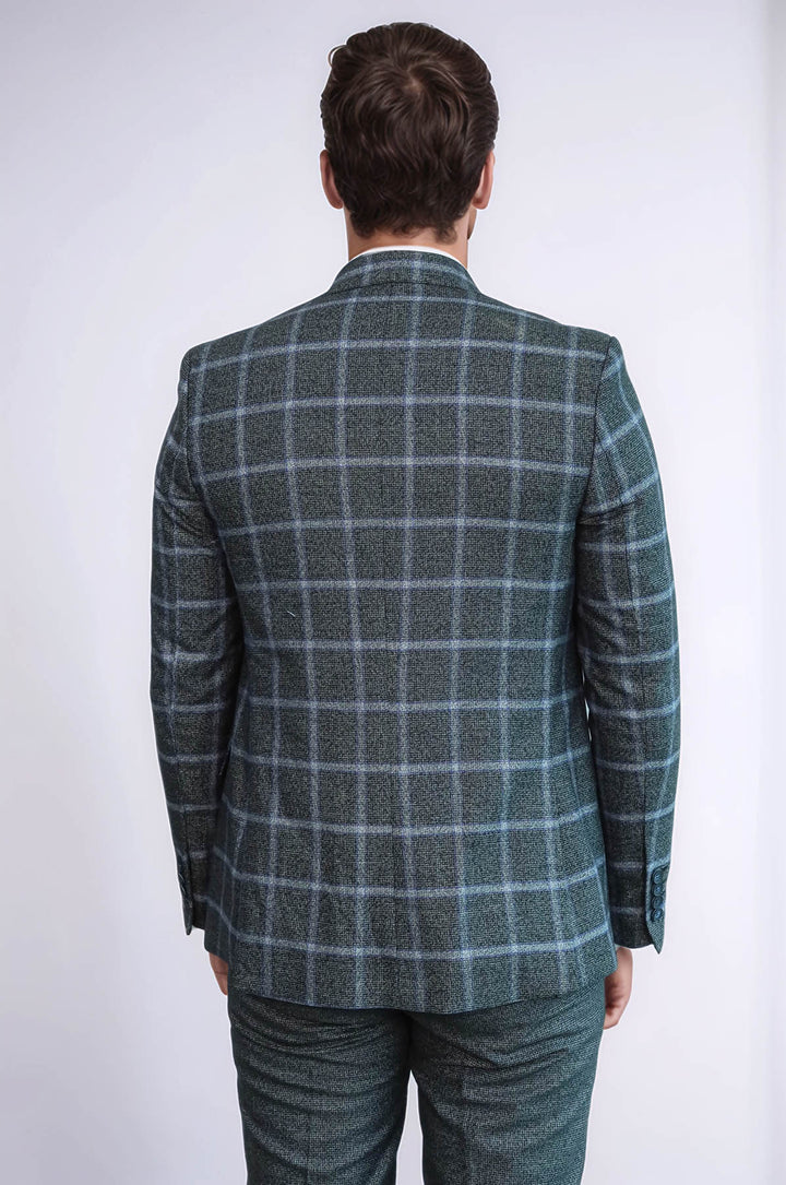 Grey Blue Checked Suit - Wessi