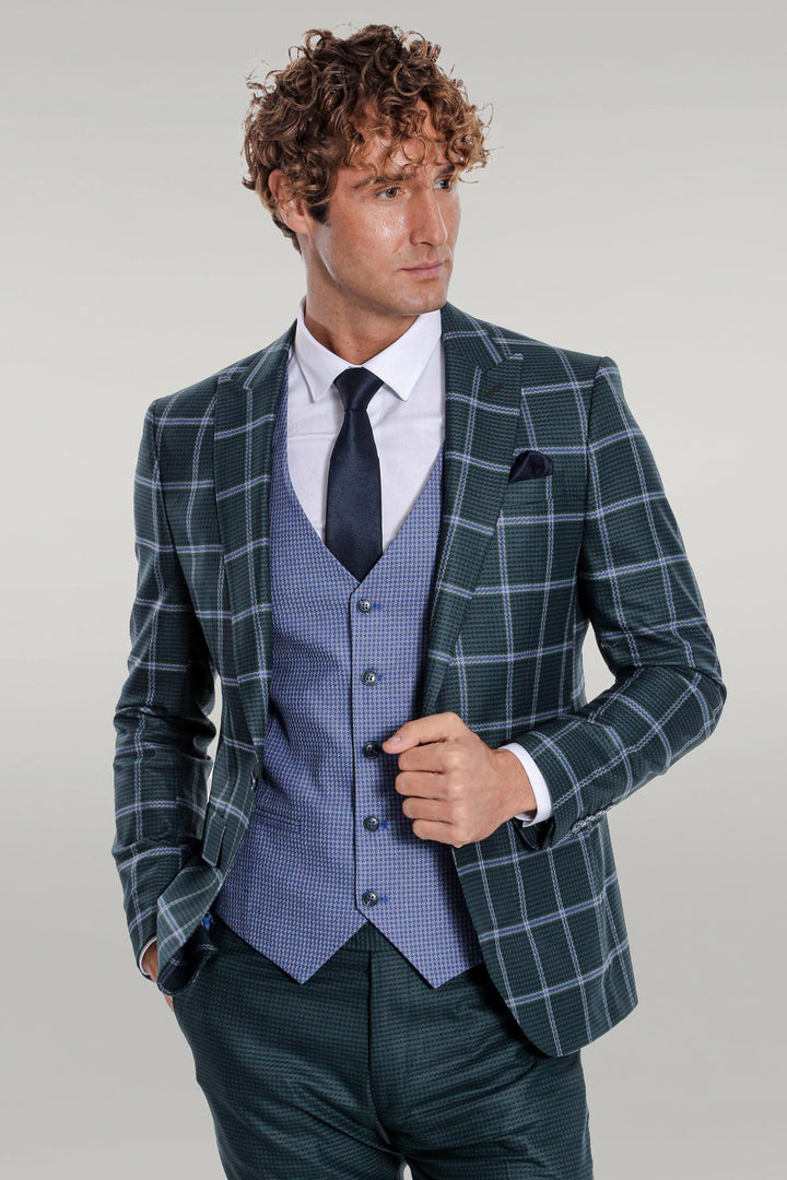 Costume Homme Vert Coupe Slim à Carreaux - Wessi