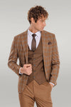 Costume Homme Marron Coupe Slim à Motifs à Carreaux - Wessi