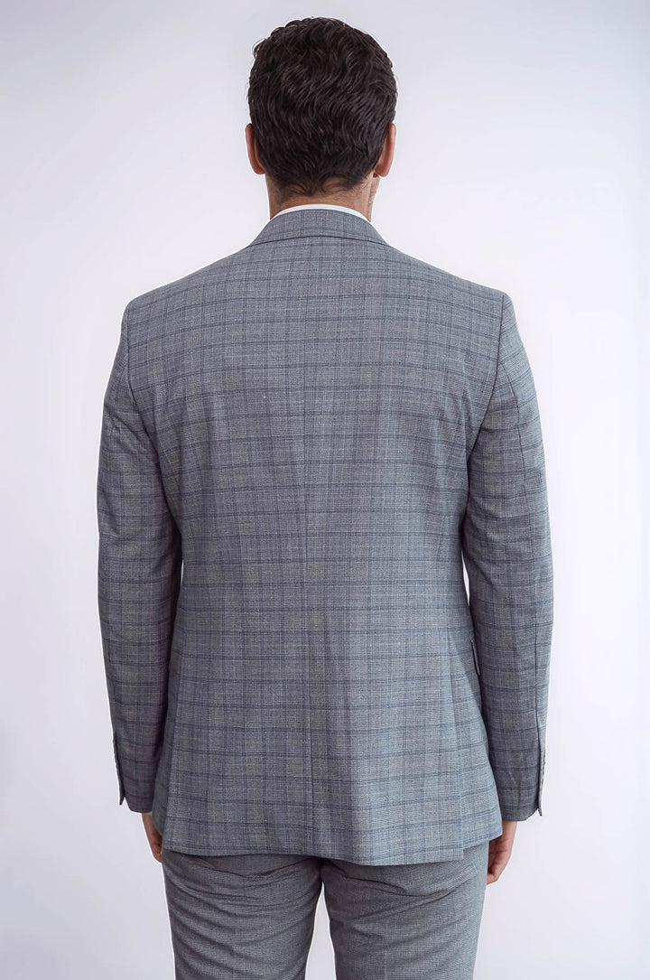 بدلة رجالية رمادية بقصّة Slim Fit منقوشة - Wessi