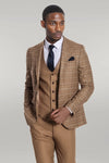 Costume homme coupe slim à carreaux beige - Wessi