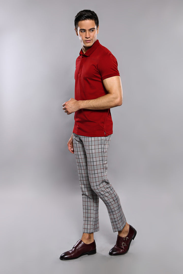 Polo da uomo basic rosso bordeaux - Wessi
