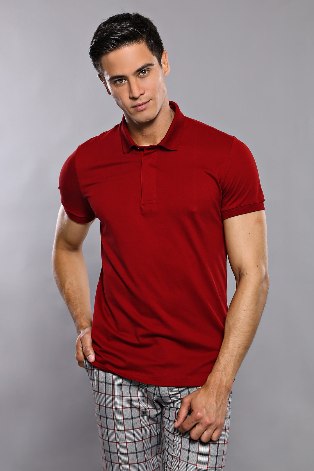 Polo da uomo basic rosso bordeaux - Wessi