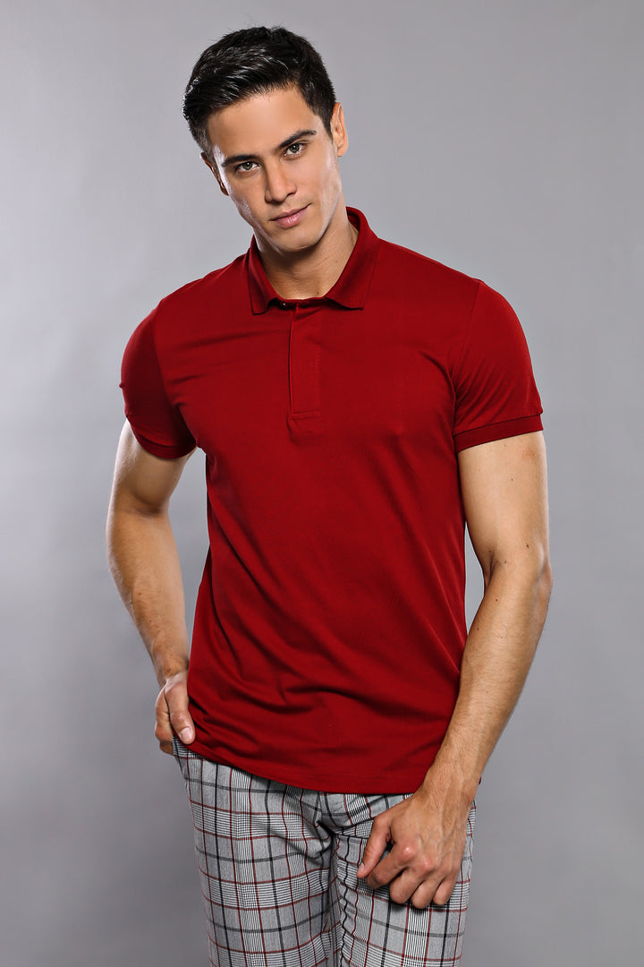 Polo da uomo basic rosso bordeaux - Wessi