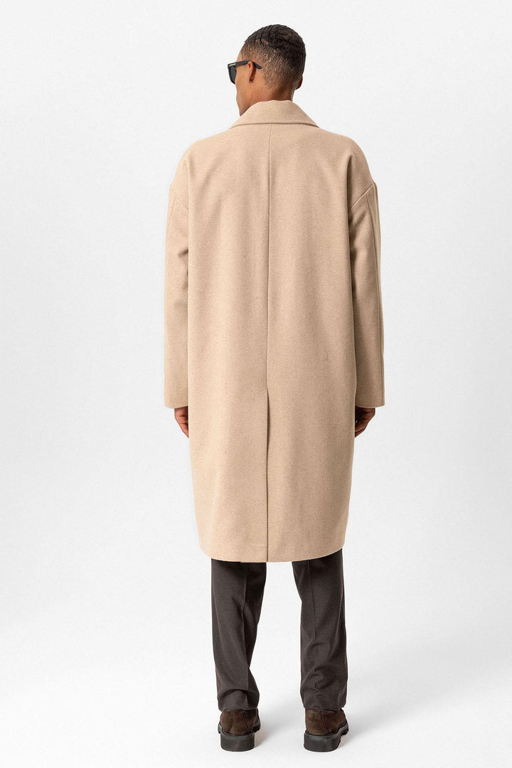 Beige Cappotti Doppiopetto in Mistura di Lana da Uomo - Wessi