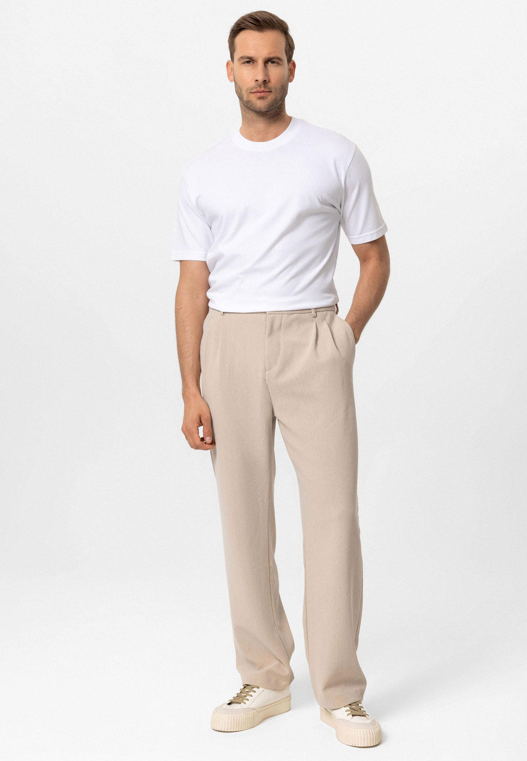 Men's White Crew Neck Basic T-Shirt - Wessi