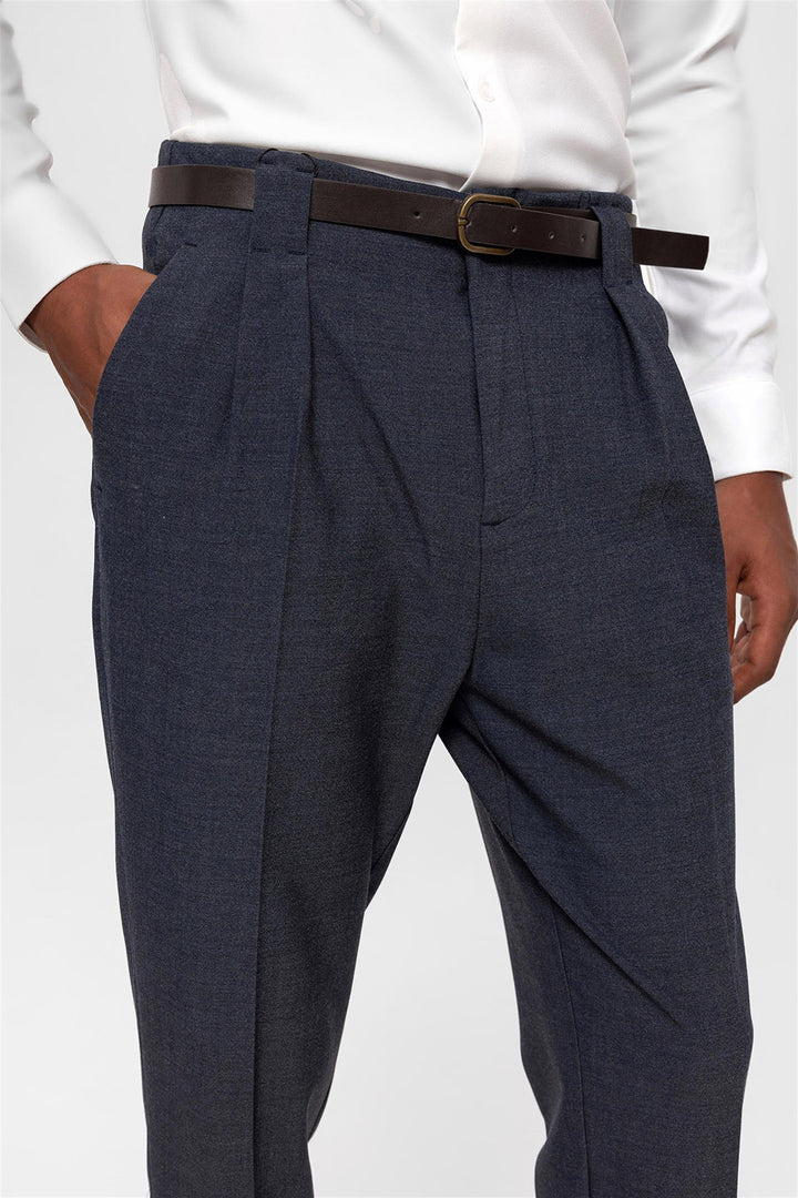 Pantaloni da uomo con polsino doppio con cintura indaco - Wessi