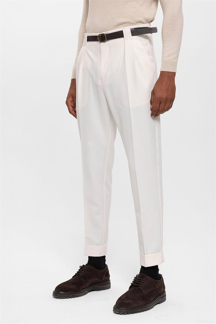 Pantalón Crudo De Hombre Con Doble Puño Y Cinturón - Wessi
